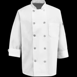 Red Kap Ten Pearl Button Chef Coat White Clearance