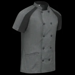 Red Kap Women's Airflow Raglan Chef Coat with OilBlok Charcoal Heather with Charcoal/Black Mesh Fashion