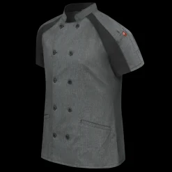 Red Kap Women's Airflow Raglan Chef Coat with OilBlok Charcoal Heather with Charcoal/Black Mesh Fashion