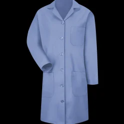 Red Kap Women's Button-Front Lab Coat Light Blue Best