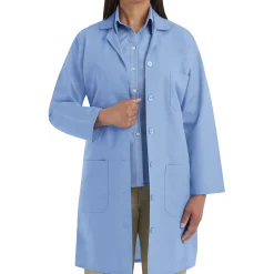 Red Kap Women's Button-Front Lab Coat Light Blue Best