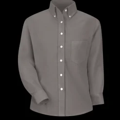 Red Kap Women's Long Sleeve Executive Oxford Dress Shirt Grey Sale