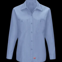 Red Kap Women's Long Sleeve Work Shirt with MIMIX® Light Blue Online
