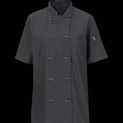 Red Kap Women's Short Sleeve Chef Coat with OilBlok + MIMIX® Charcoal Discount
