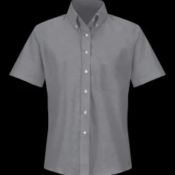 Red Kap Women's Short Sleeve Executive Oxford Dress Shirt Grey Hot