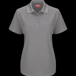 Red Kap Women's Short Sleeve Performance Knit® Pocketless Core Polo Grey Discount