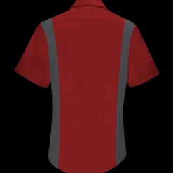 Red Kap Women's Short Sleeve Performance Plus Shop Shirt with OilBlok Technology Fireball Red / Charcoal Mesh Sale