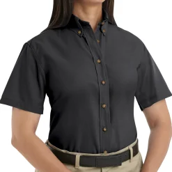 Red Kap Women's Short Sleeve Poplin Dress Shirt Black Online