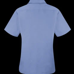 Red Kap Women's Short Sleeve Specialized Pocketless Work Shirt Light Blue Clearance