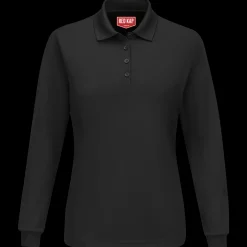 Red Kap Women's Long Sleeve Performance Knit® Polo Black New